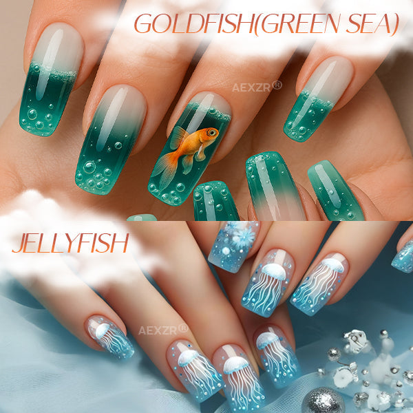 Aexzr® 3D Oceanic Glam Press-on Nail Set (24pcs)