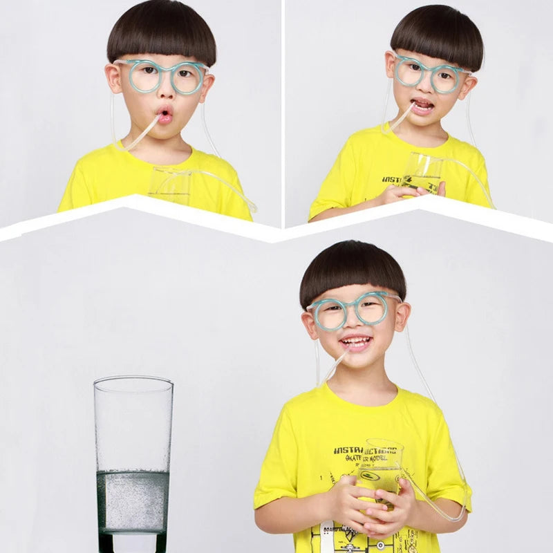 1PC Fun Soft Plastic Straw Funny Glasses Flexible Drinking Toys Party Joke Tube Tools Kids Baby Birthday Party Funny Gadgets