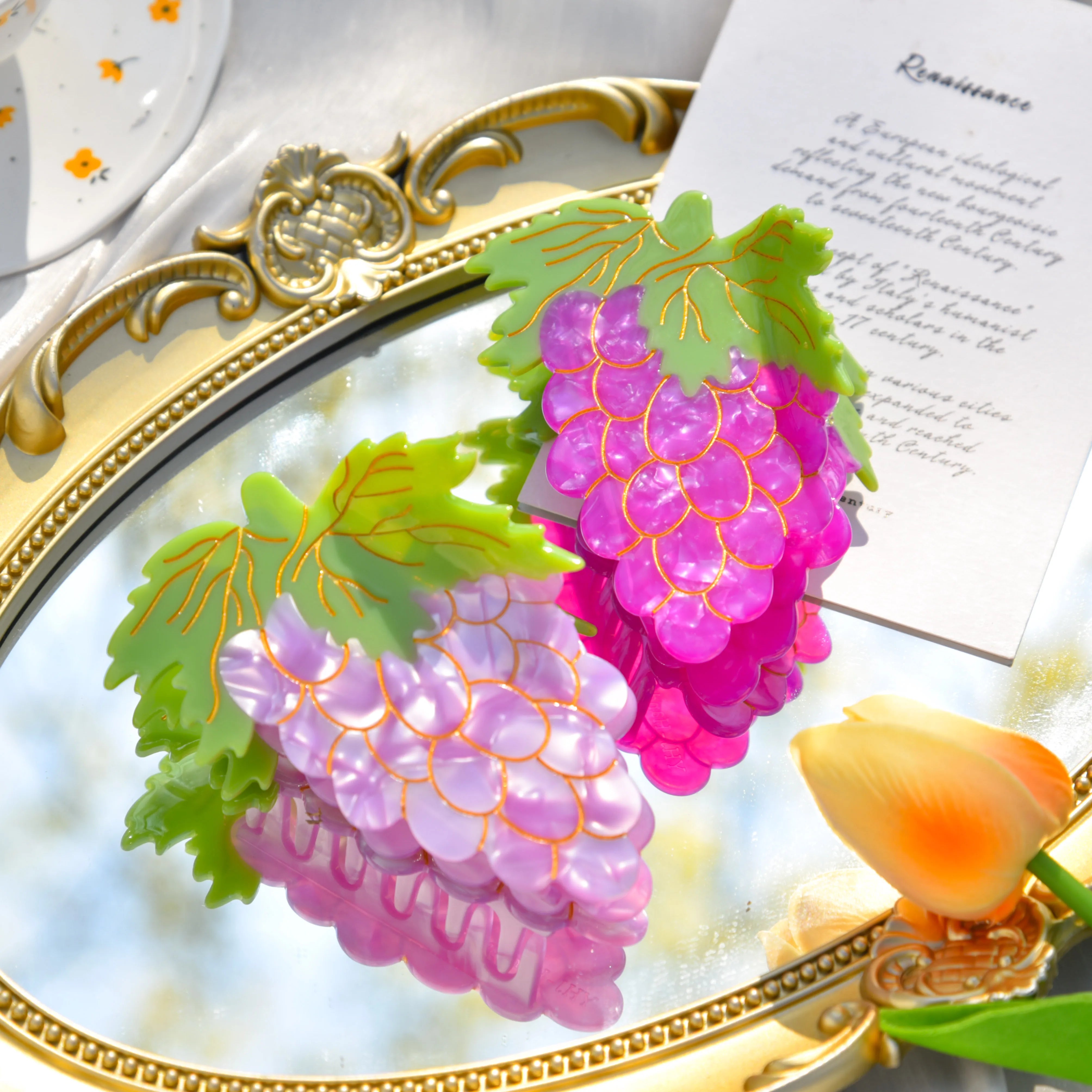 YHJ New Summer Fruit Series Hair Claw Clip Acetate Unique Design Acetate Shark Catch Hair Accessories for Women Girls