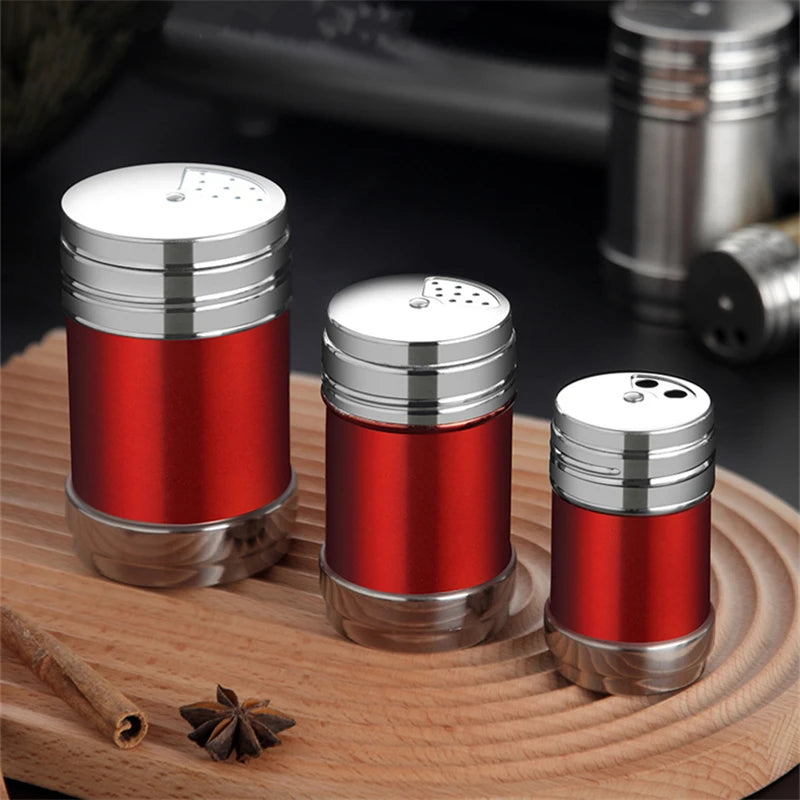 &Stainless Steel Spice Jar Rotating Cover Barbecue Salt Sugar Bottle Shaker Pepper Seasoning Can Home Kitchen Cooking Gadgets