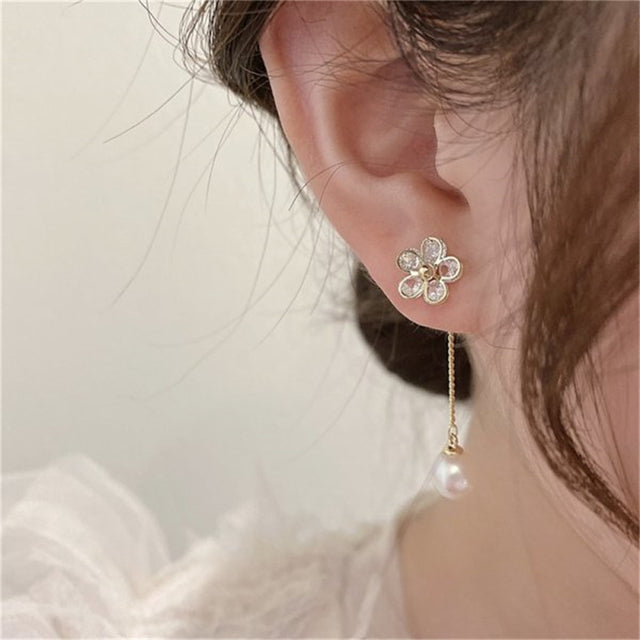 Fashion Butterfly Tassel Drop Earrings For Women Trendy Shiny Moon Star Pearls Dangle Earrings Korean Jewelry Girls Party Gifts