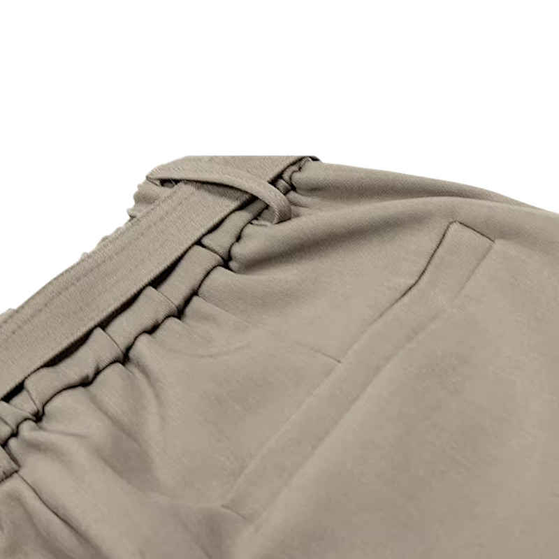 Belted wide leg trouser with elastic back