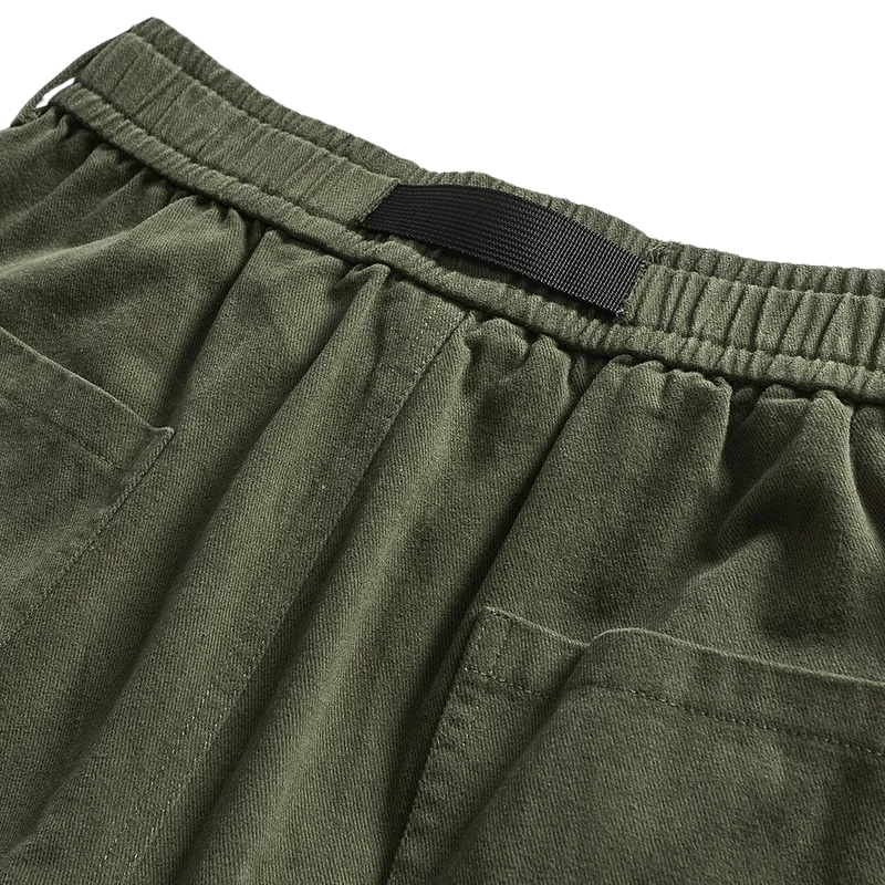 Web belt elastic waist pant with detachable pocket