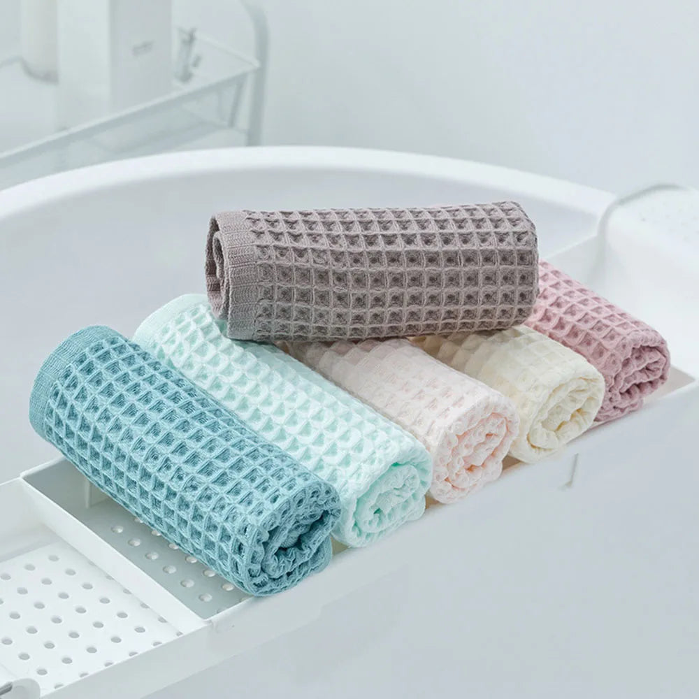 Simple Cotton Waffles Squared Washcloth Comfortable Fast Absorbing Towel For Home Travel For Home Bath Towels For The Body