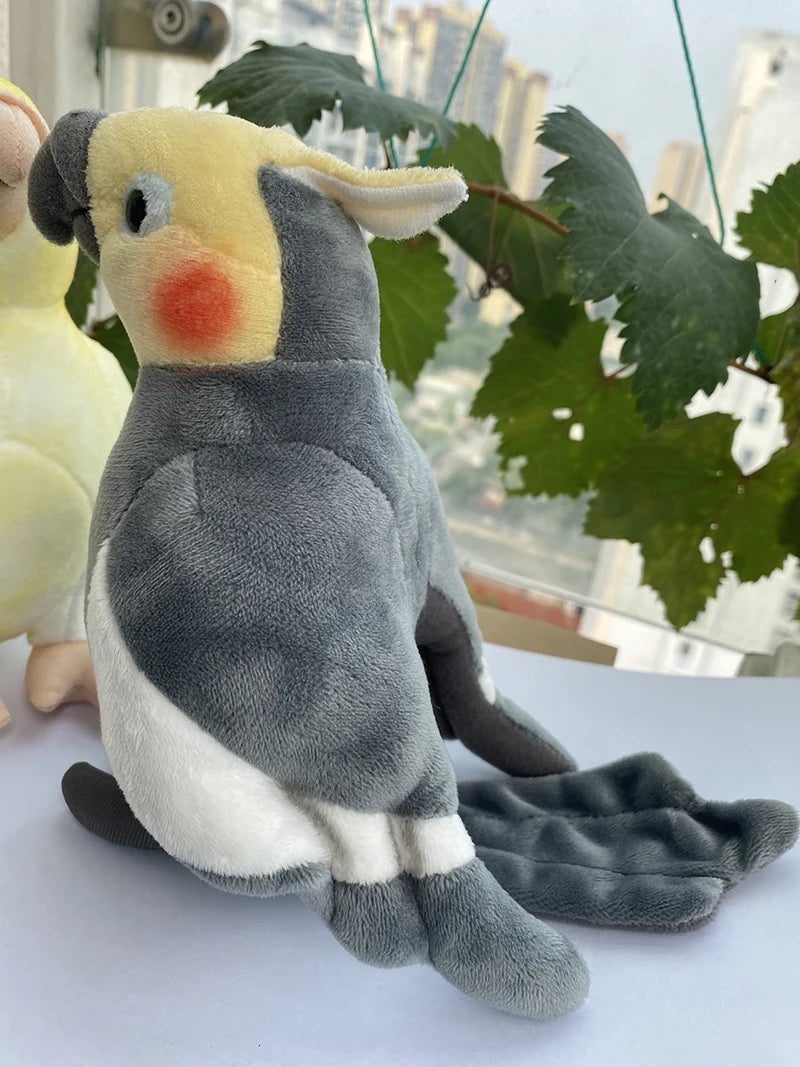 Simulation Soft Mini Size Lifelike Grey Cockatiel Plush Toys Real Life Soft Yellow Parrot Birds Stuffed Animals Toy Dolls Gifts