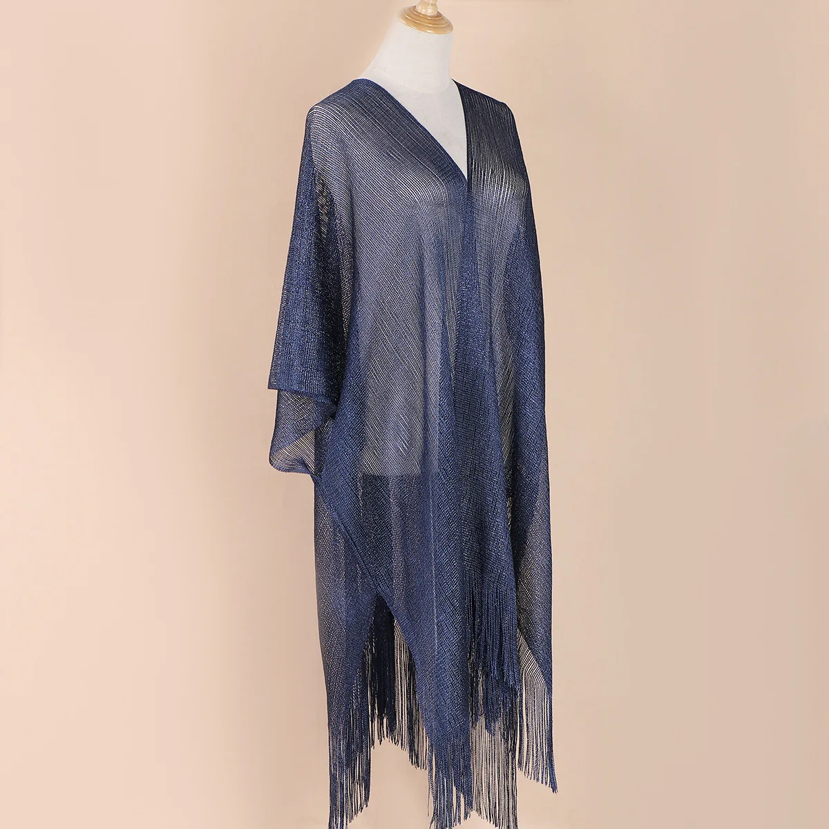 New Tassel Gold Bikini Cover Up Sexy Beach Dress Tunics for Women Beachwear Summer Cover-Ups Kaftan Evening Dress Shawls Wraps