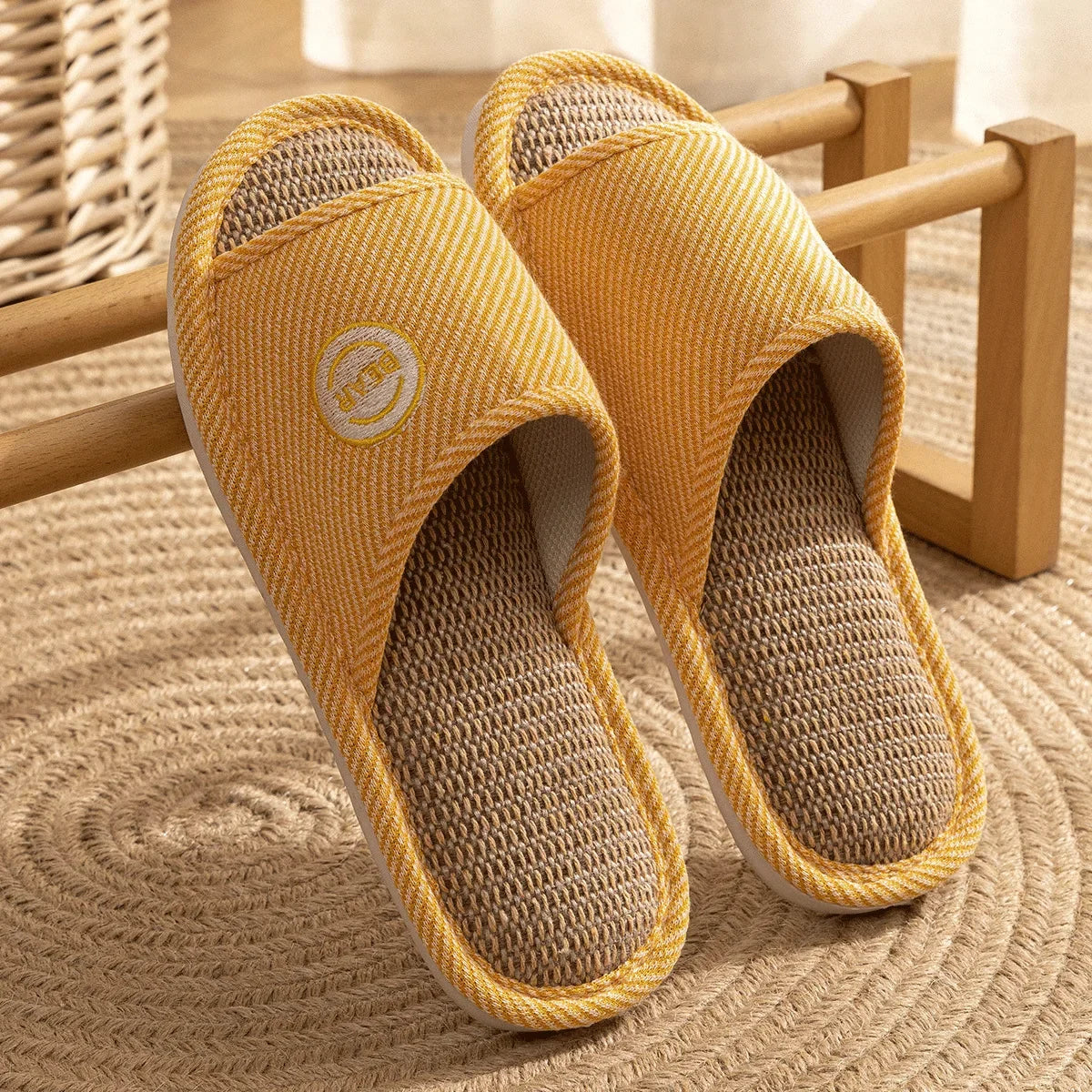 Linen Slippers Women Men Couples Home Non Slip Slides Breathable Shoes Casual House Bedroom Comfortable Cotton Hemp Flats