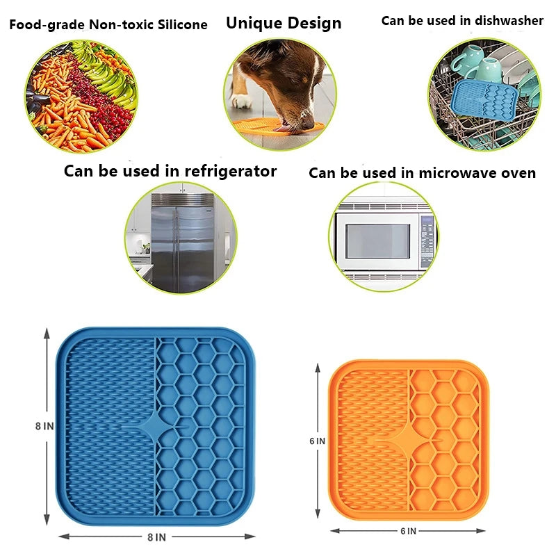 Mat for Pet Dogs Cats Slow Food Bowls Feeding Food Bowl Lick Pad Slow Feeders Puppy Bathing Distraction Pads Silicone Dispenser