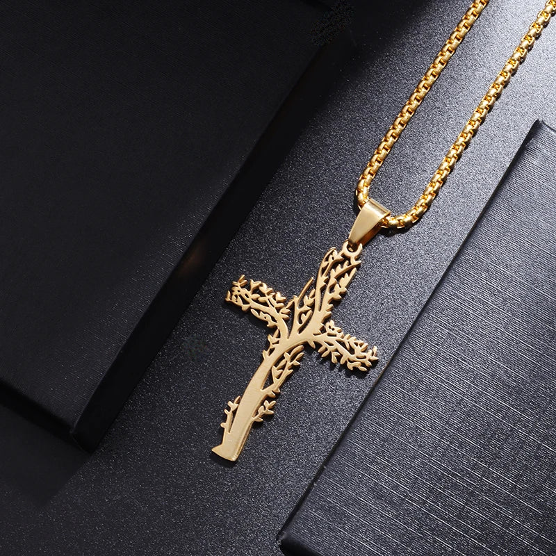 Orthodox Cross Stainless Steel Pendant Christian Eternal Church Inspirational Nika Necklace Men Women Fashion Jewelry Gift