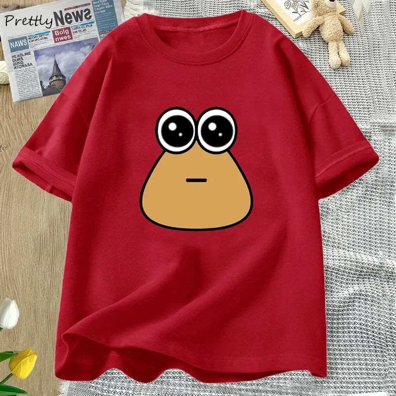 Hungy Pou Uwu Graphic Tees Funny Print Cotton Oversized Women Tops T-shirt Clothing Streetwear Short Sleeve Tee Shirt Tops