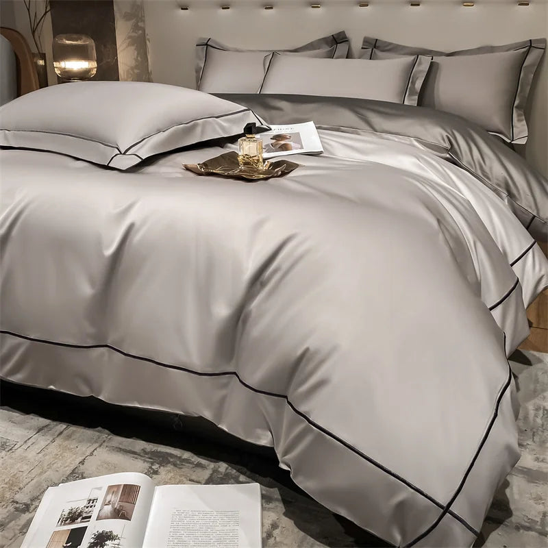 Embroidery Bedding Sets Egyptian Cotton Bed Sheet Set Luxury Duvet Cover Bedsheet Bed Linen Pillowcase 5 Stars Hotel Bedclothes