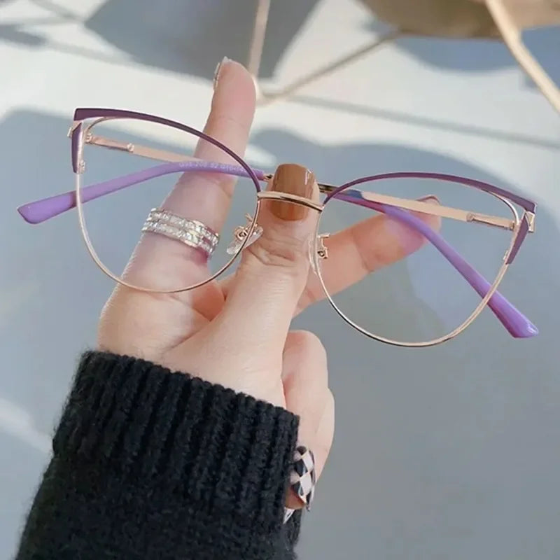 New Fashion Anti Blue Light Blocking Glasses Women Men Retro Cat Eye Frame Reading Computer Clear Lens Simple Female Eyeglasses