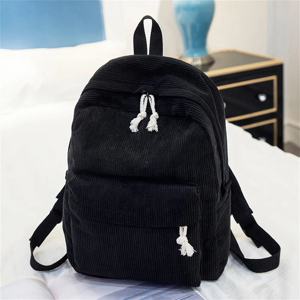 Custom Name Corduroy Middle School Schoolbag Personalize Student Simple Campus Backpack Boys Girls Outdoor Corduroy Shoulder Bag