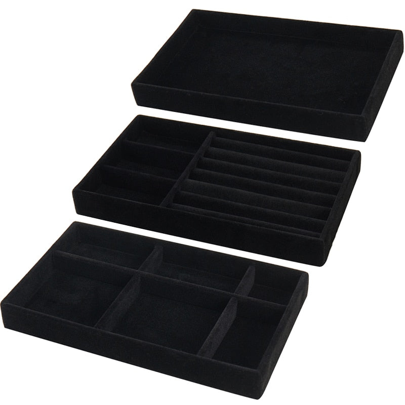 Hot Sales Fashion Portable Velvet Jewelry Ring Jewelry Display Organizer Box Tray Holder Earring Jewelry Storage Case Showcase