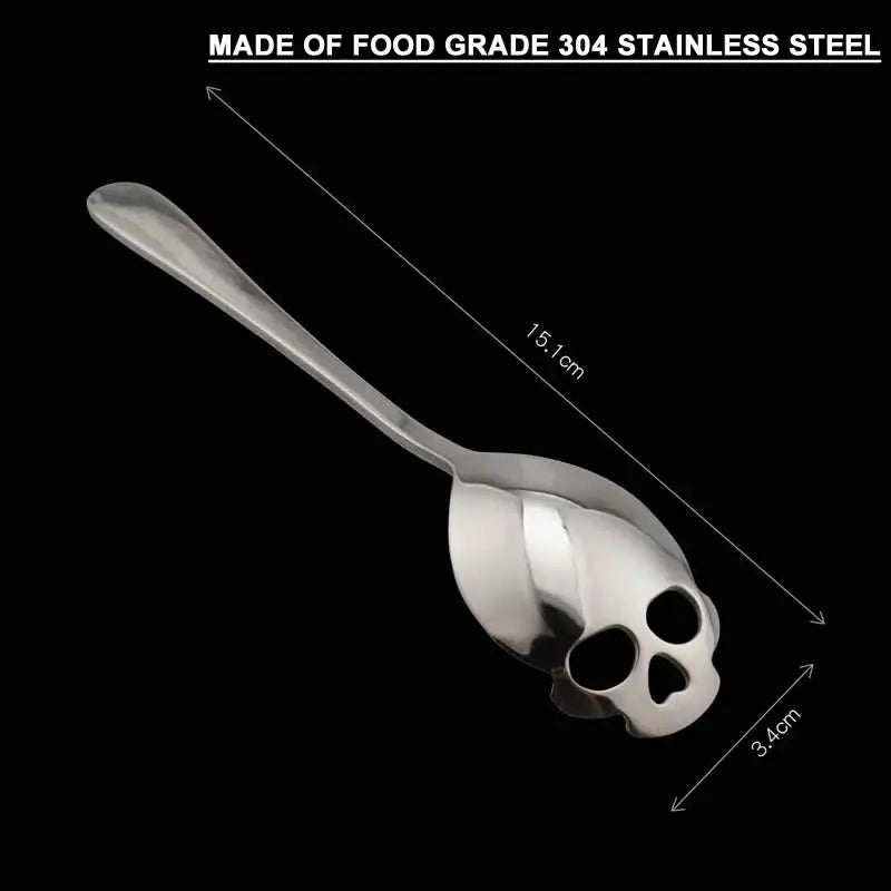 &Creative 304 Stainless Steel Skull Coffee Spoon Dessert Tea Sugar Scoop For Home Kitchen Bar Coffee Shop Party Accessories Gift