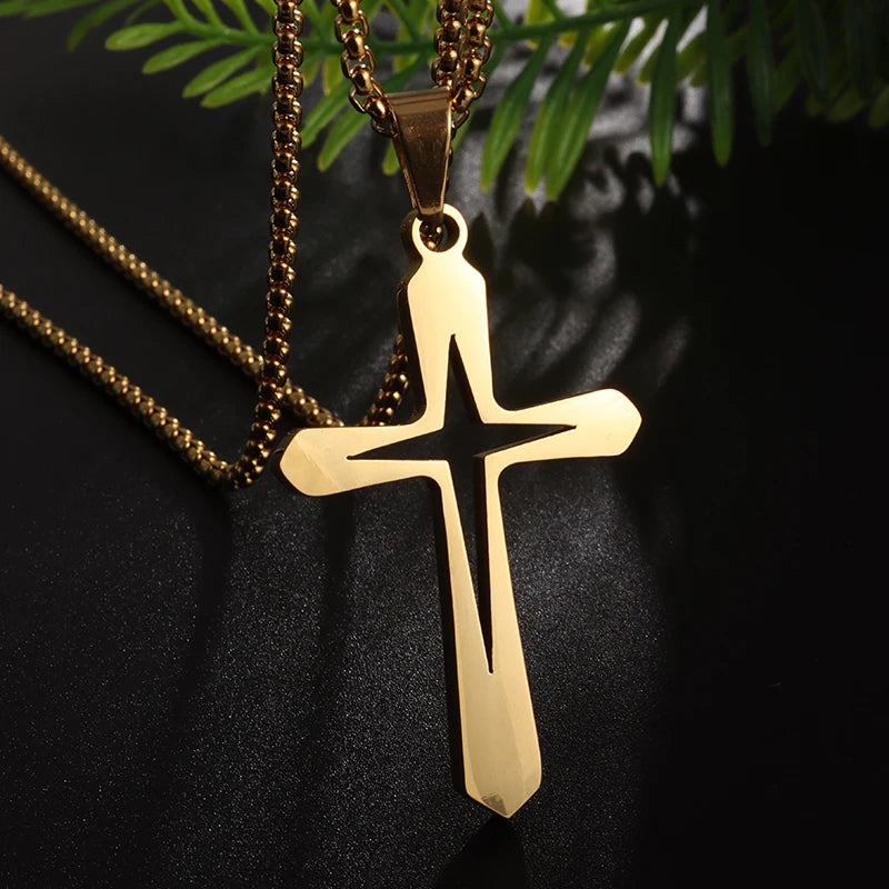 Orthodox Cross Stainless Steel Pendant Christian Eternal Church Inspirational Nika Necklace Men Women Fashion Jewelry Gift