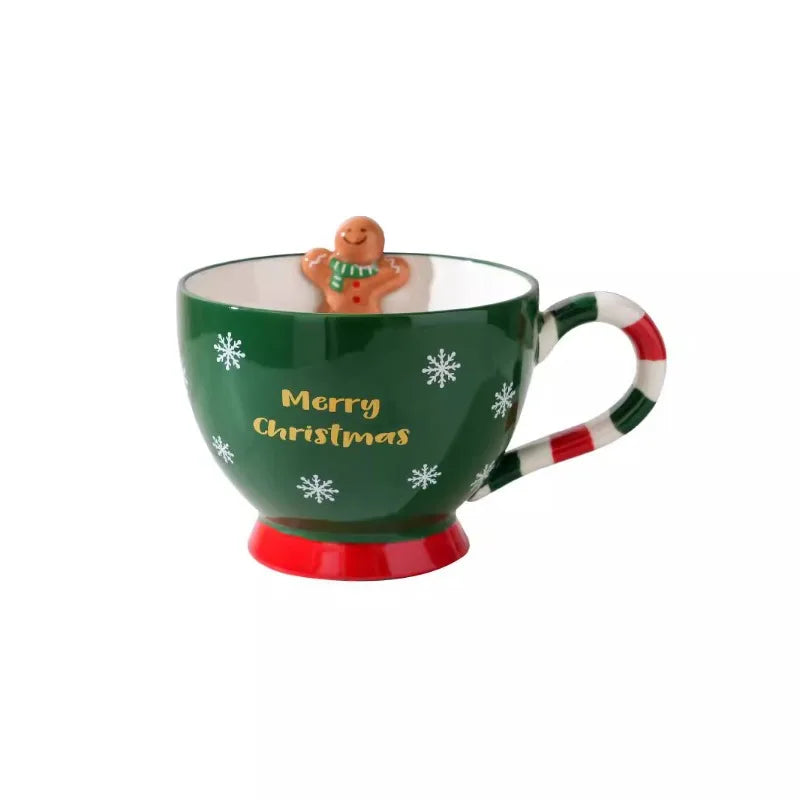 Christmas cup ceramic breakfast cup couple mug cutlery coffee cup large bowl cup oatmeal cup