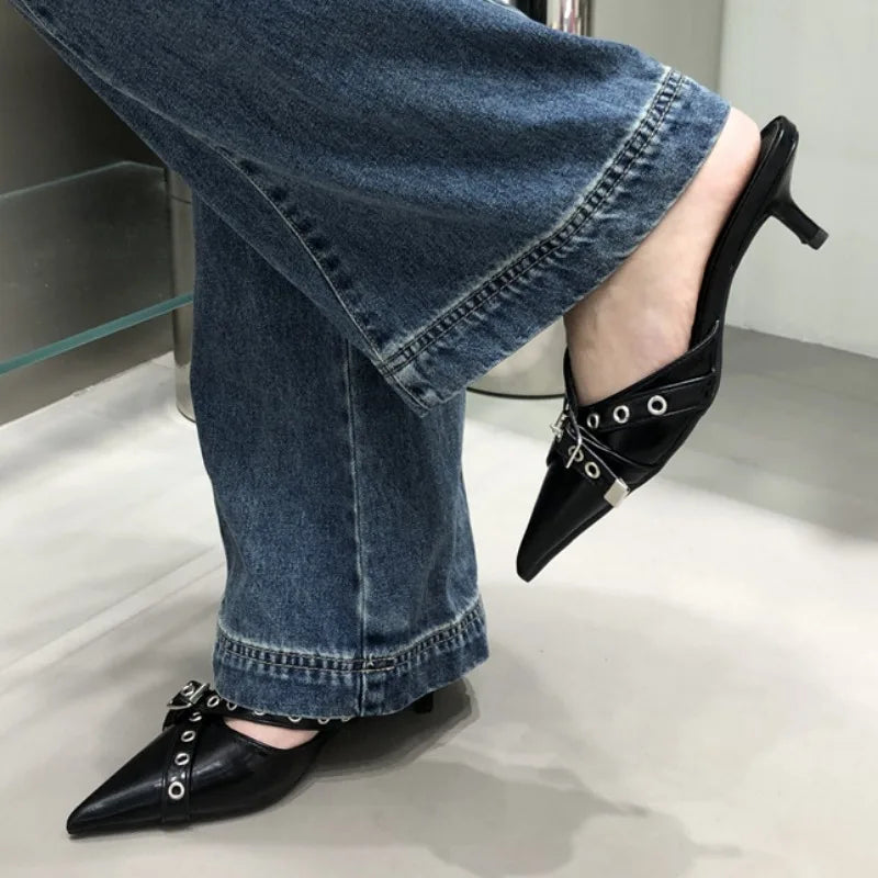 2024 Ladies Summer New Sexy Pointed Toe PU Waterproof Women's Shoes Outdoor Casual Comfortable Party Dress Women's High Heels