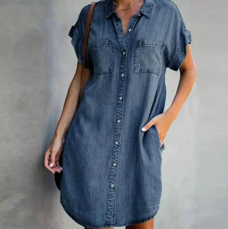 Short-sleeve denim shirt