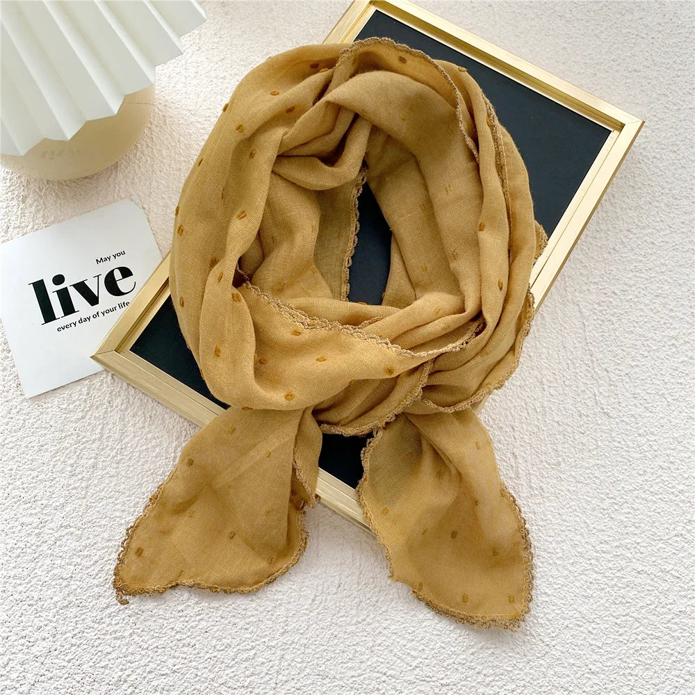 Fashion Women's Headscarf Semicircle Cotton Linen Triangle Scarf Spring Autumn Summer Neckerchief Hijab Shawl Decorative Scarf