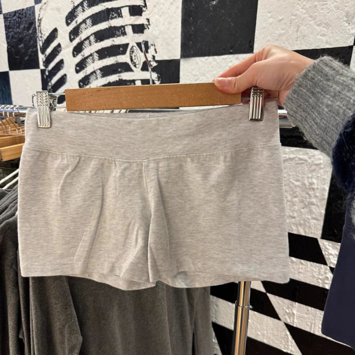 Gray Simple Sweatshort Woman Summer High Waist Slim Straight Short Pants Casual Vintage Sport Box Pants Y2k Baisc Bottom Clothes