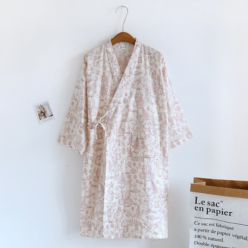 pajamas summer new 100% cotton gauze pajamas nightgown ladies SPA yukata homewear long pajamas women