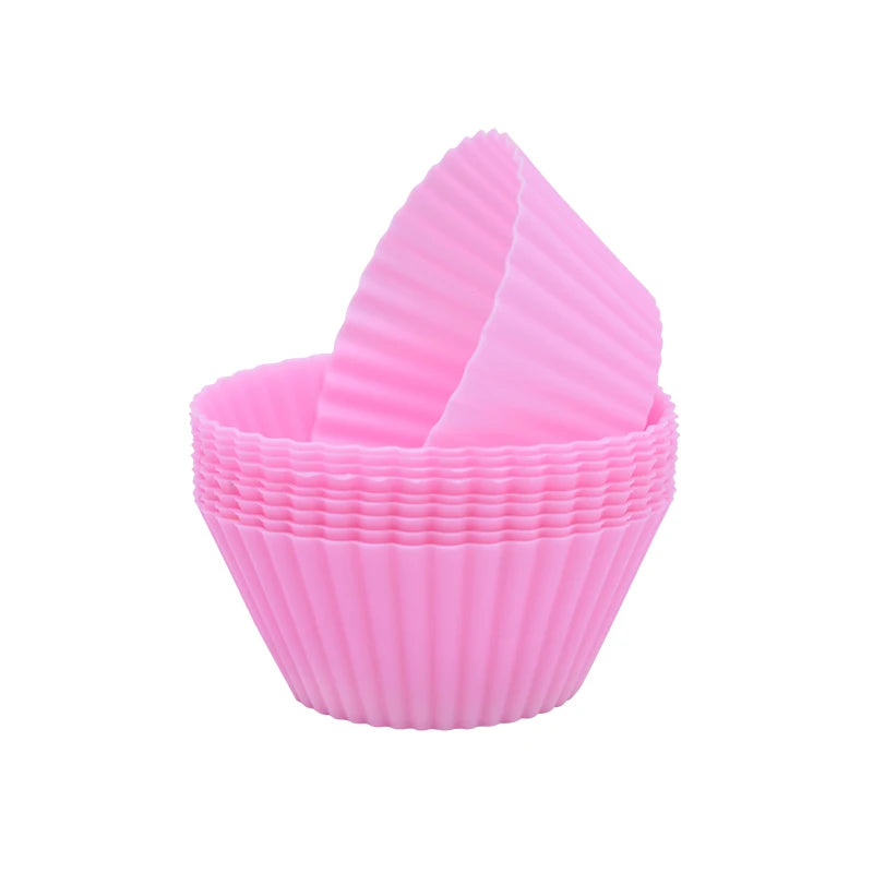 &12pcs/lot Silicone Cake Cup Round Shaped Muffin Cupcake Baking Molds Home Kitchen Cooking Supplies Cake Decorating Tools