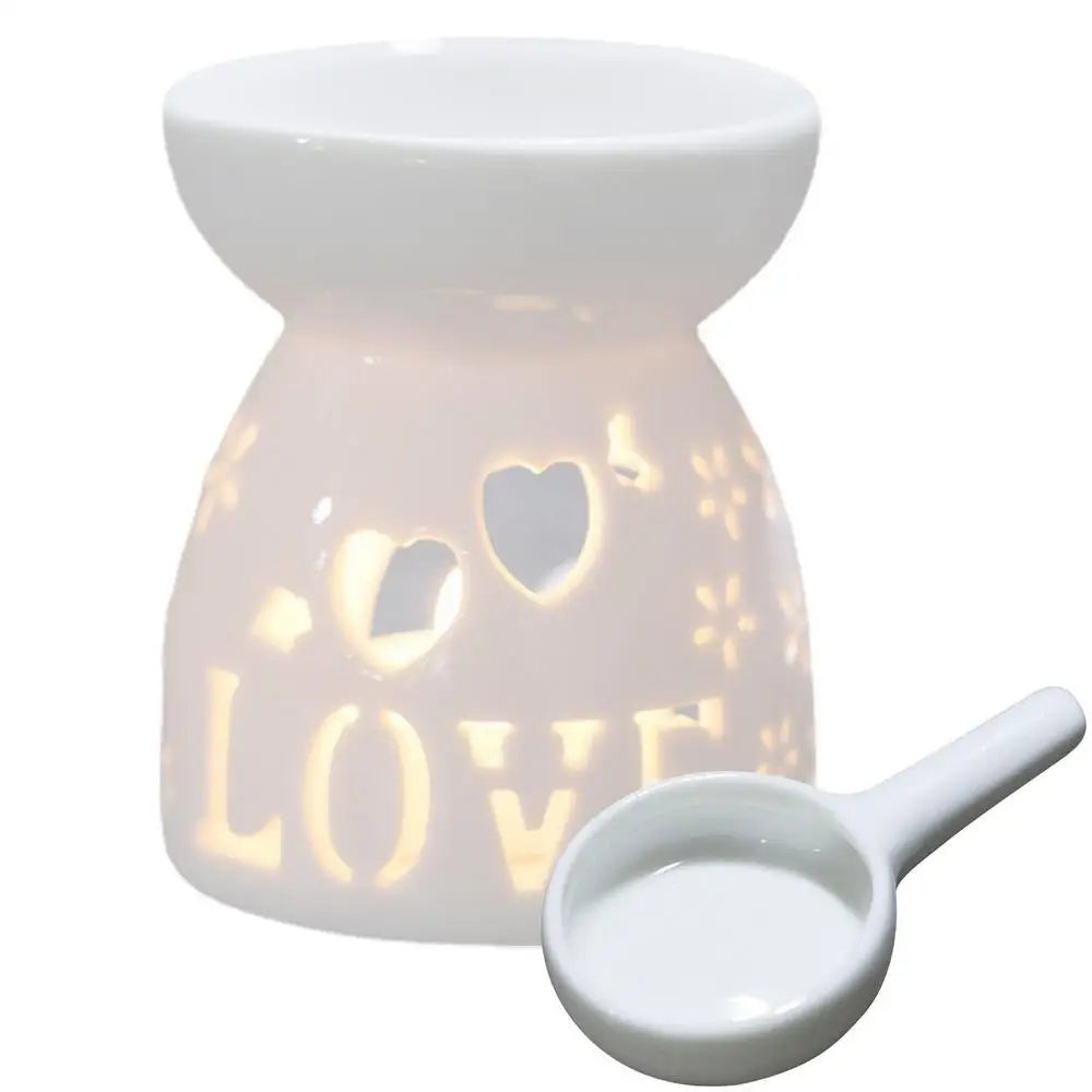 Wax Melt Essential Oil Burner Ceramic Candle Holder White Hollow Design Aromatherapy Tarts Assorted Wax Scented Candle Warmer