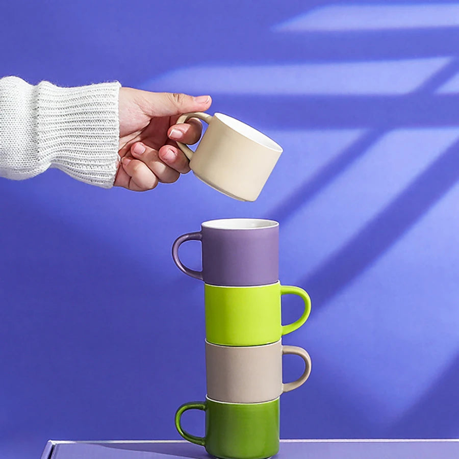 The 5 Pieces Porcelain Espresso Coffee Cup Set , Espresso Cups with Saucers 2.7 Ounces / 80 ml, Gift for Friend Couple