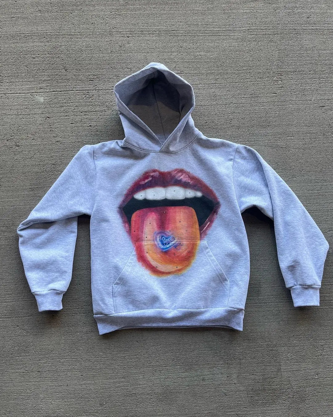 Harajuku Gray Mouth oversized hoodie 2024 new sweatshirt grunge hoodies women goth y2k tops streetwear gothic clothes