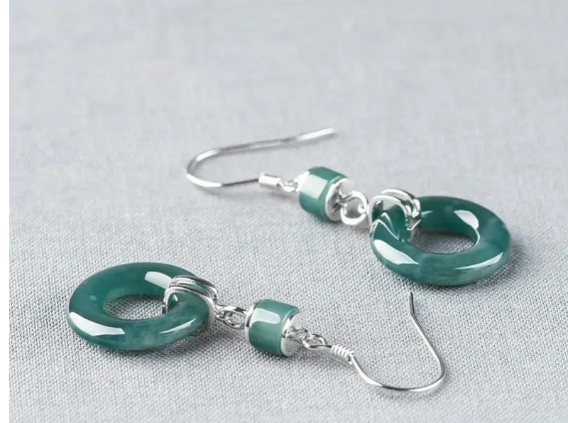 Burmese Jade Donut Earrings Amulet Blue Charm Jewelry 925 Silver Women Luxury Dangler Natural Talismans Certificate Charms