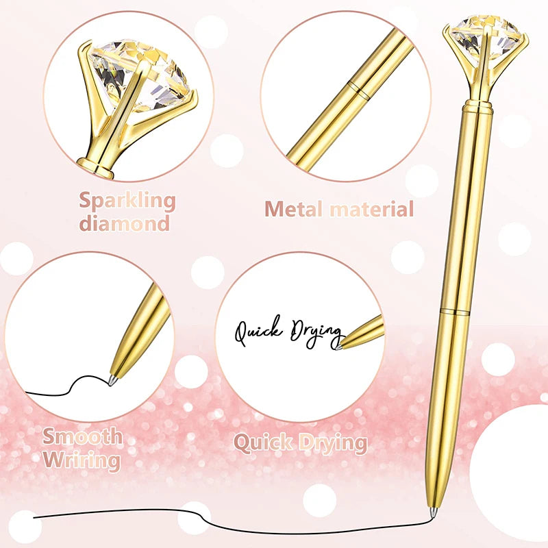 42Pcs Luxury Portable Big Crystal Pen Diamond Ballpoint Pens Stationery Ballpen Home Office School Supplies