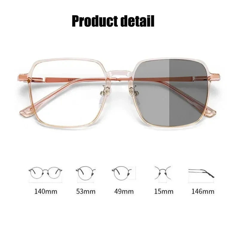 New Photochromic Glasses Anti Blue Glasses Men Women Color Changing Eyeglasses Anti UV Sunglasses Square Clear Frame Eyewear