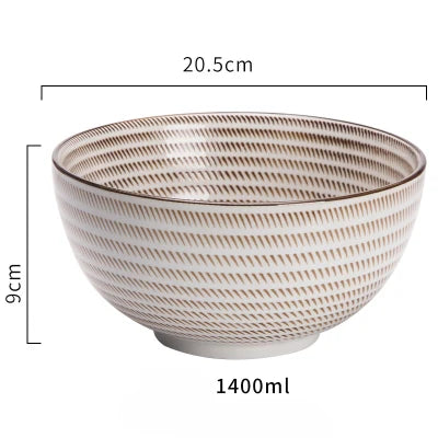 Japanese Classical Ceramic Bowls Tableware Kitchen Soup Noodle Rice Bowl Big Ramen Bowl  Spoon and Teacup