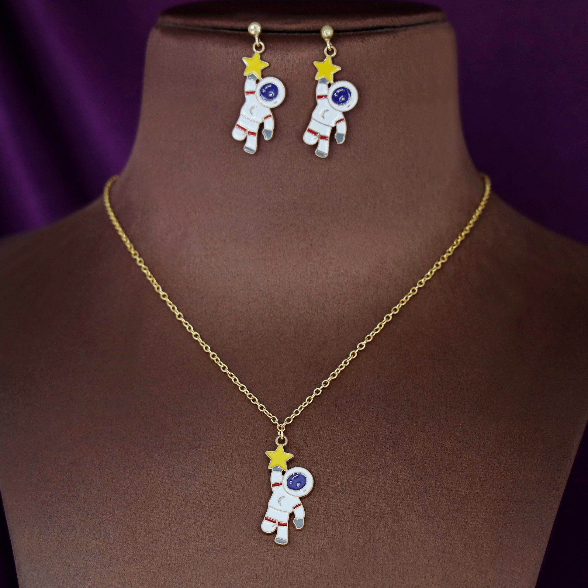 Cartoon Kids Charms Neckpiece With Earring