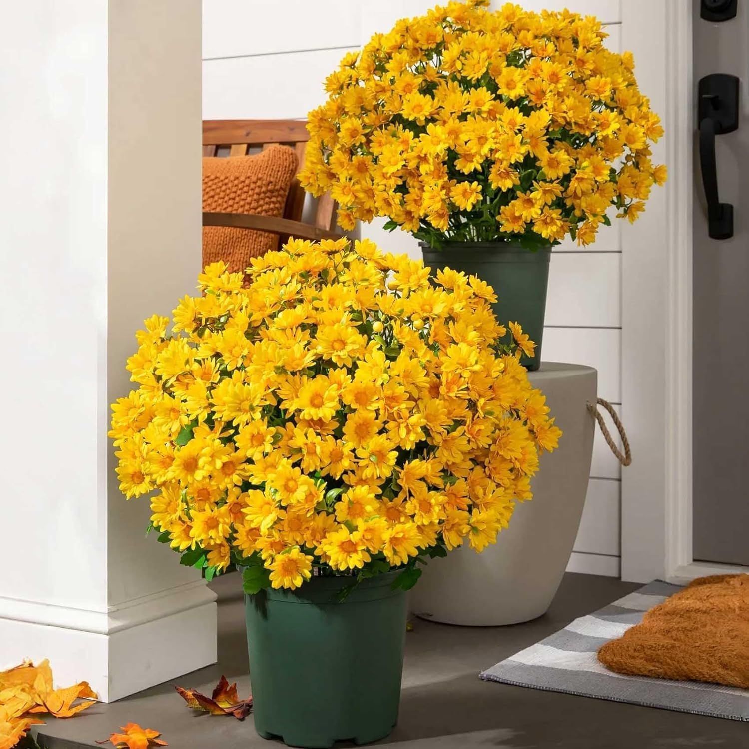 DITU 5 Bundles Herbstblumen Künstliche Herbstblumen Wie echte künstliche Blumen Herbstdekoration Balkonpflanzen Herbstdekoration für drinnen und draußen Garten Tisch