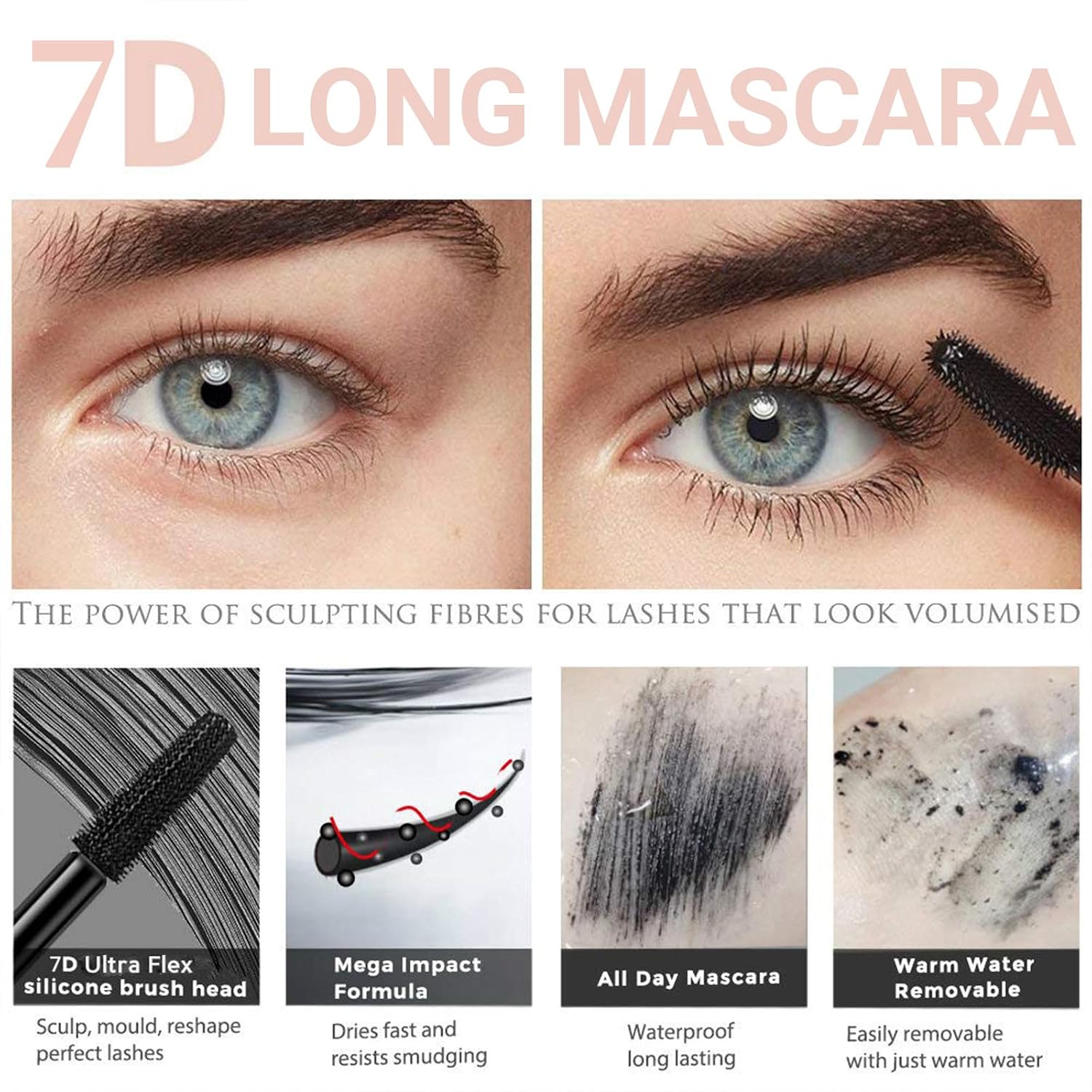 Blushe Lash Casting Mascara Korean, New Upgrade Blush Korean Mascara With Growth Serum, Volumizing & Lengthening Lash Makeup, Lash Enhancement & Regeneration, Smudge Proof & Waterproof