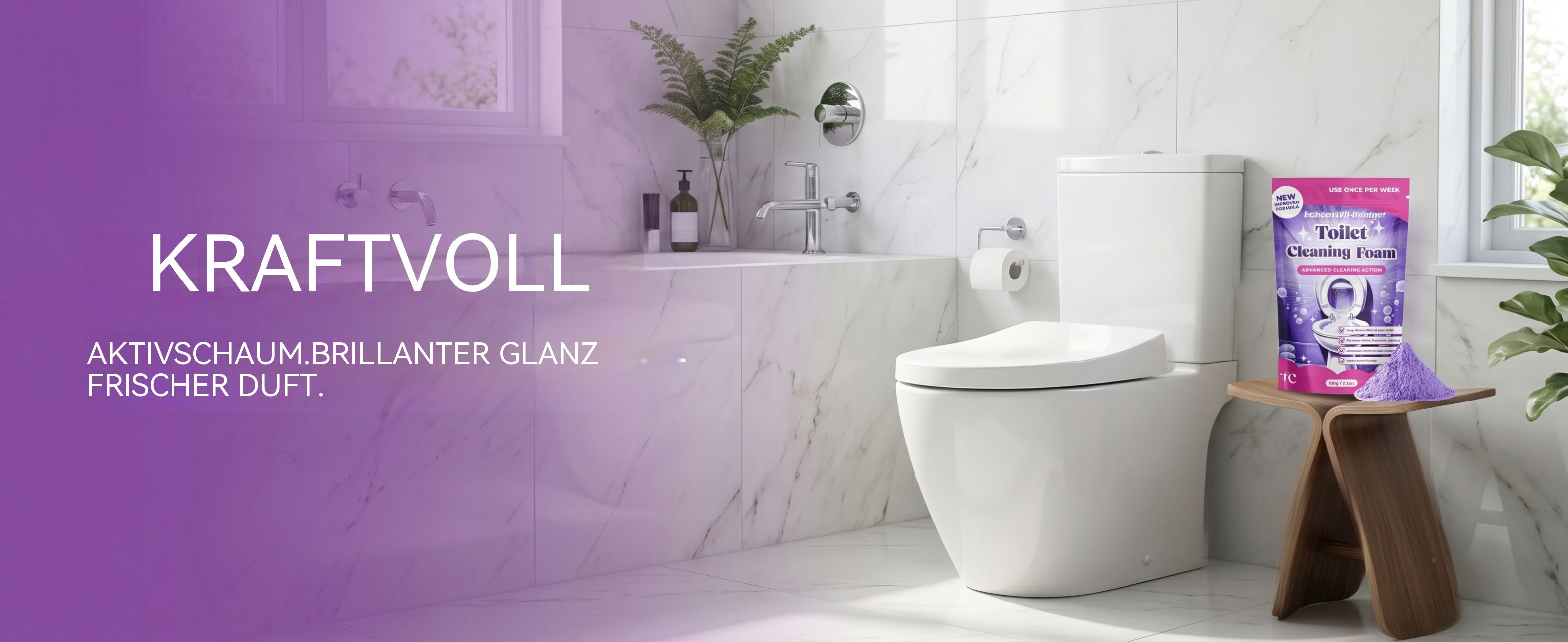 Fizzclean Wc-Reiniger Original, 2026 Neu Fizzclean WC Schaumreiniger, Toilettenschaum Extra Stark Reinigung, Lavendelgeschmack, 100g