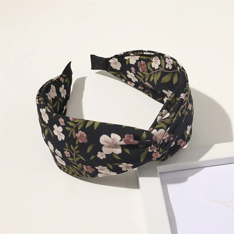 New Headband Cross Broadside Hair Bands for Women Elegant Flower Pattern Hair Hoop Bezel Headbands Hair Bands Hair Accessories