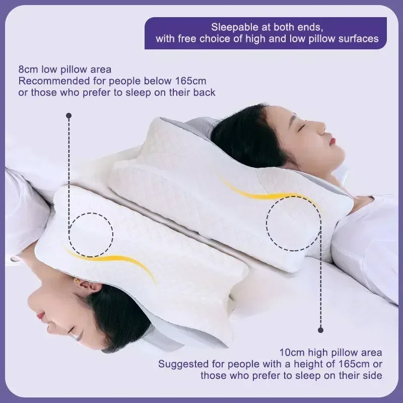 Memory Foam Pillows Butterfly Shaped Relaxing Cervical Slow Rebound Neck Pillow Pain Relief Sleeping Orthopedic Pillow Beding