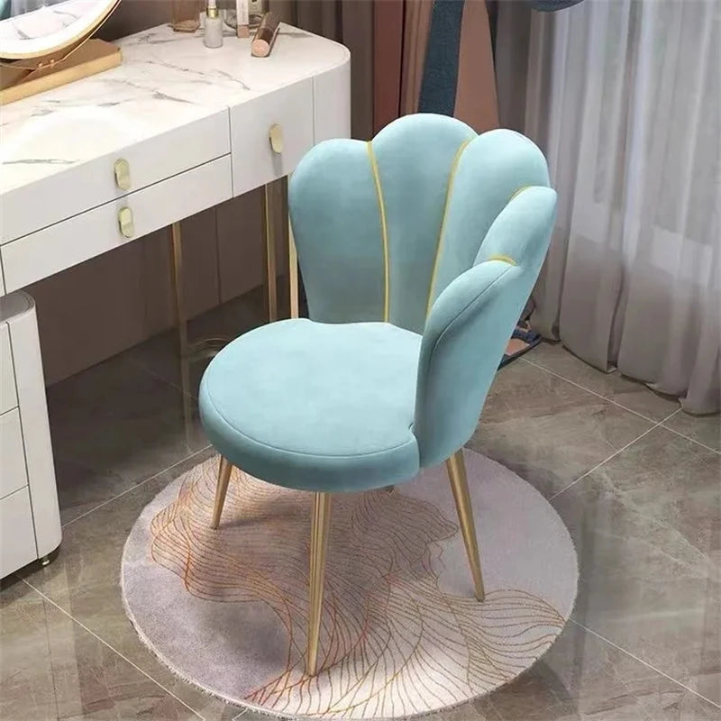 Modern Nordic Dressing Chair Velvet Home Living Room Dining Chairs Bedroom Furniture Makeup Stool Nail Chair