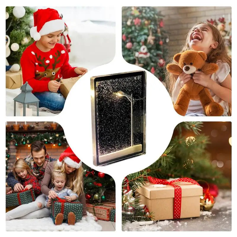 Snowy Night Flowing Small Night Light now Scene Holiday Sleep Light Toys Simulation Handmade Diy Street Lamps Desktop Decor