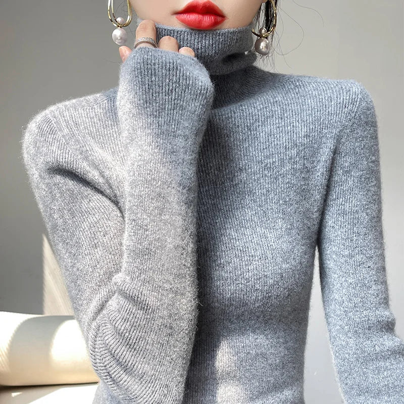 2022 Autumn Winter Cashmere  Sweater Women's Pullover Turtleneck  Casual Fashion Pure Color Cashmere sweater women