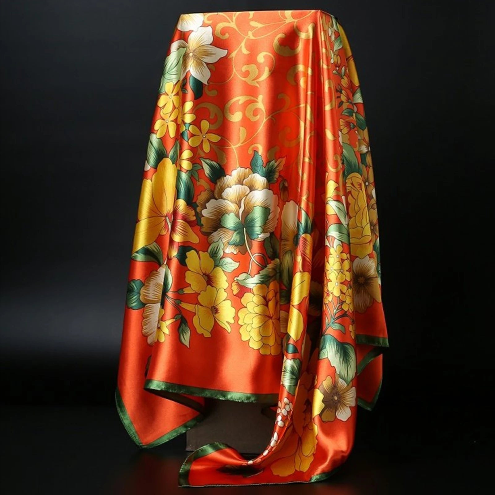 Print Headcloth Fashion Flower Square Shawls Popular 90X90CM Bandannas Four Seasons Kerchief Luxury Sunscreen Silk Scarves