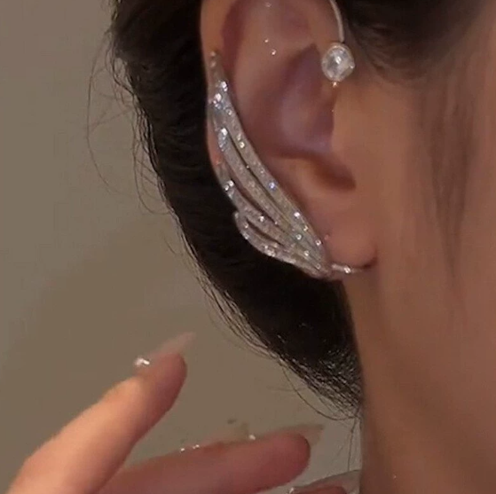 Pair of swan wing ear cuffs