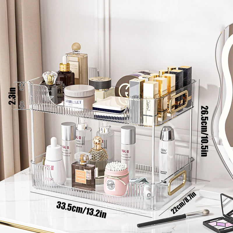 &Bathroom Organizer Shelf Acrylic Makeup Storage Rack Large Capacity Skincare Cosmetic Liptick Home Kitchen Desktop Holder