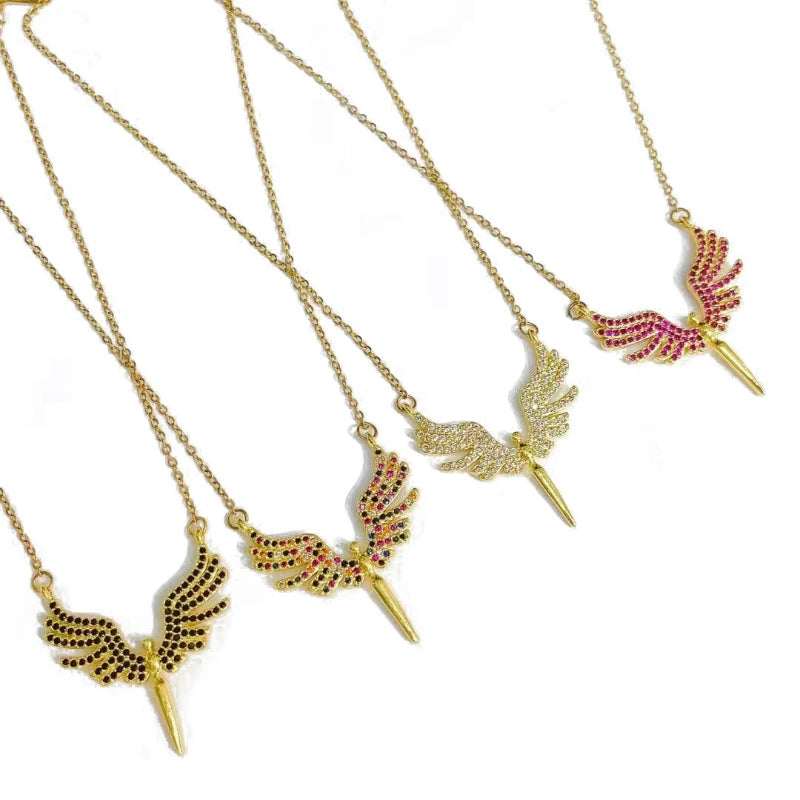 Stainless Steel Angel Wings Pendant Necklaces for Women Fashion Jewelry