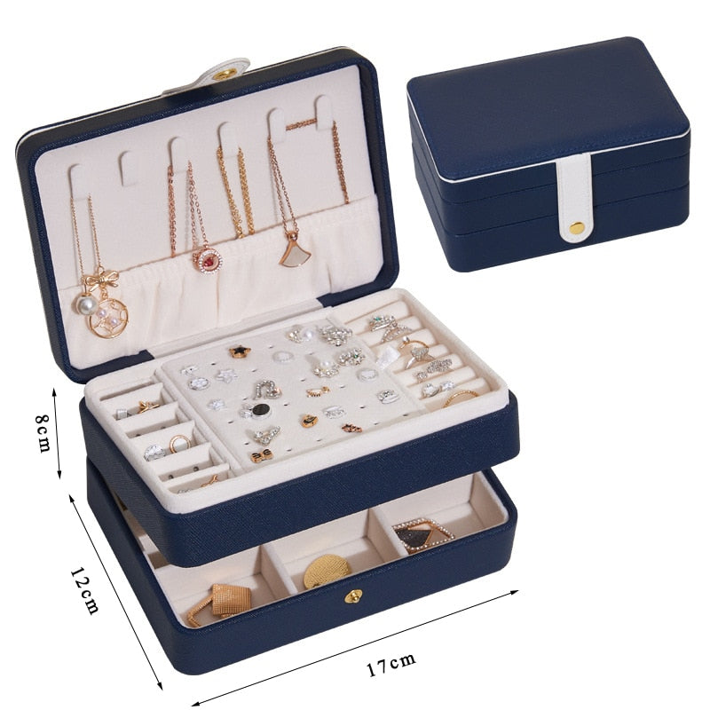 Size S/M/L Jewelry Organizer Display Travel Jewellery Case Boxes Travel Portable Jewelry Box PU Storage Organizer Earring Holder