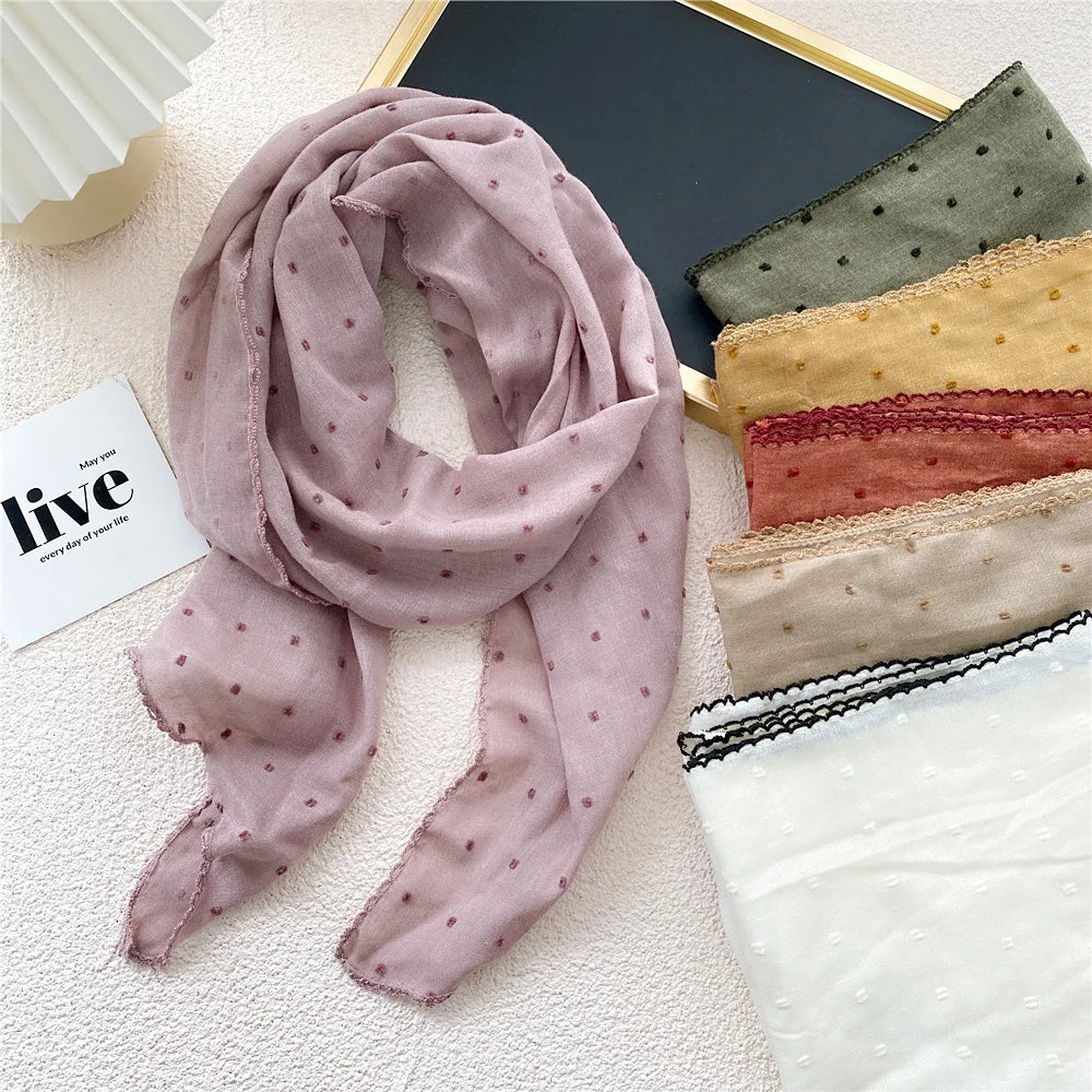 Fashion Women's Headscarf Semicircle Cotton Linen Triangle Scarf Spring Autumn Summer Neckerchief Hijab Shawl Decorative Scarf