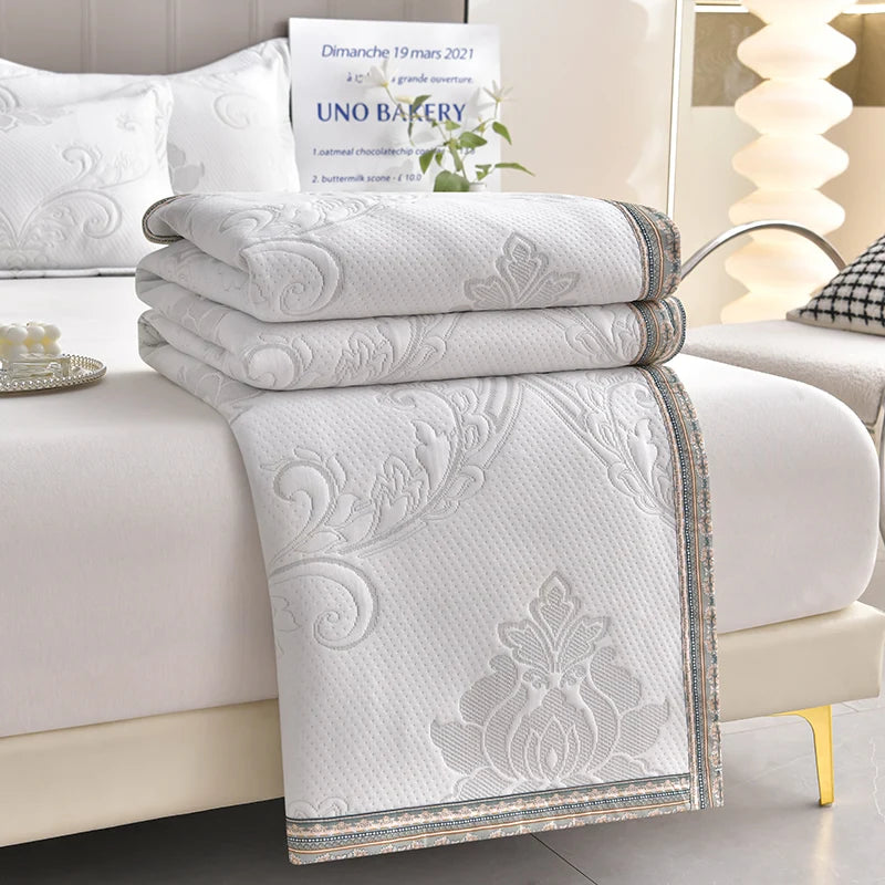 Blanket Jacquard Bedspread Skin-friendly Towel Blankets Simple Style Plaid Single/Queen Air Conditioning Blanket